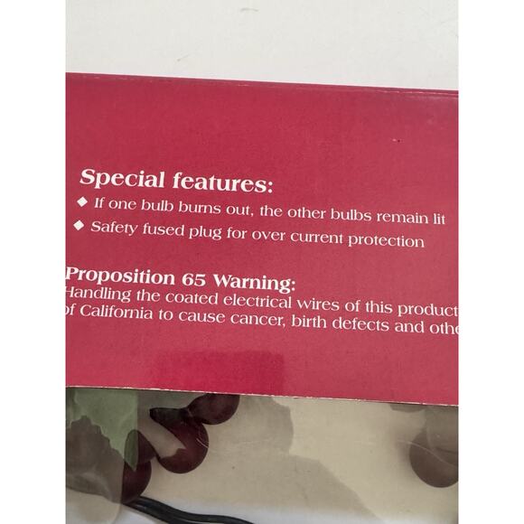 Vintage Set of RED GRAPE CLUSTER LIGHTS 6 Clusters On String Indoor/Outdoor NEW - Picture 8 of 9